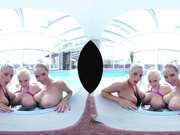 Foursome With Big Tits and a Pool