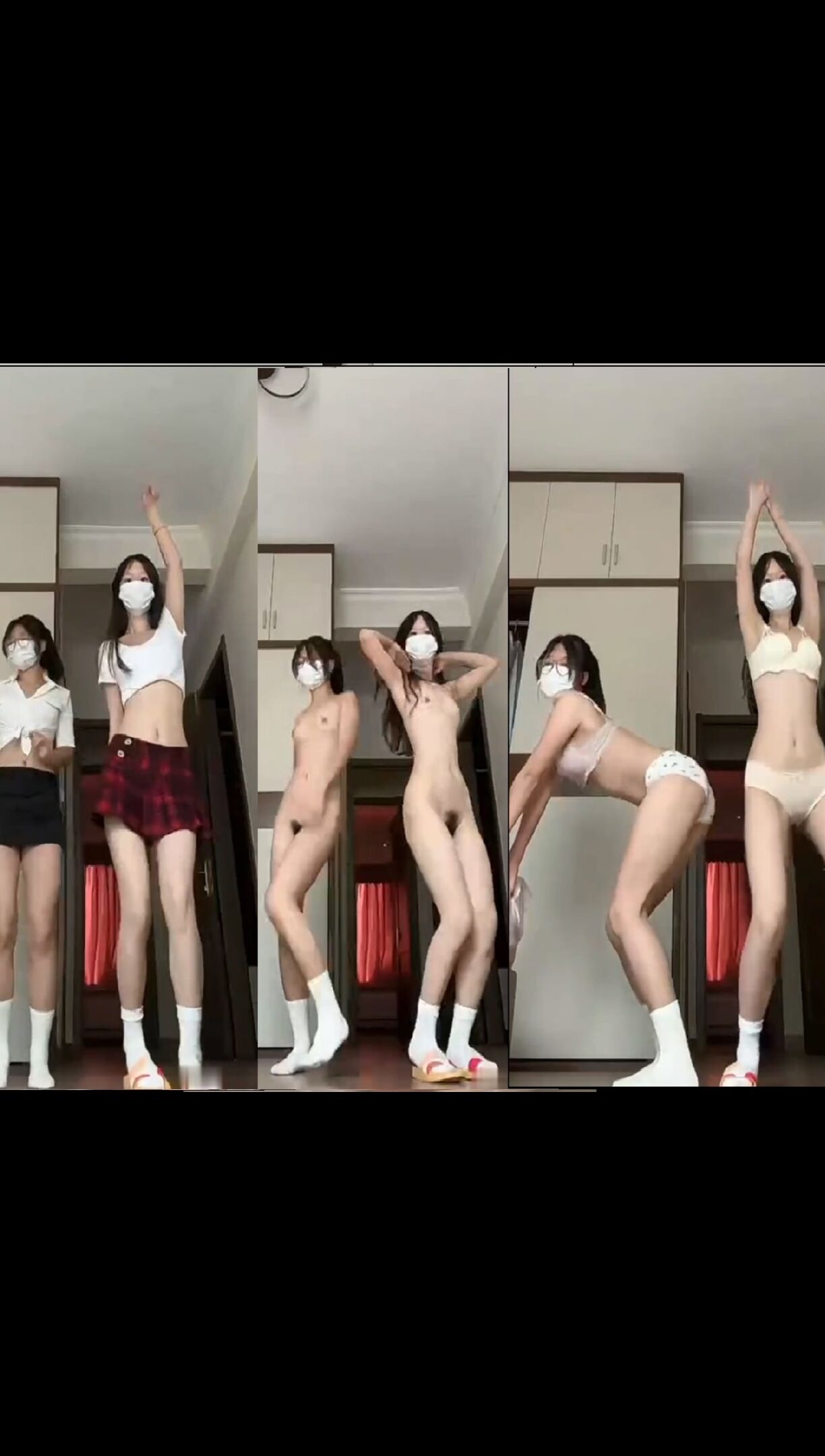 舞蹈系骚货粉嫩姐妹花，跟随音乐节奏裸舞，真嫩啊！